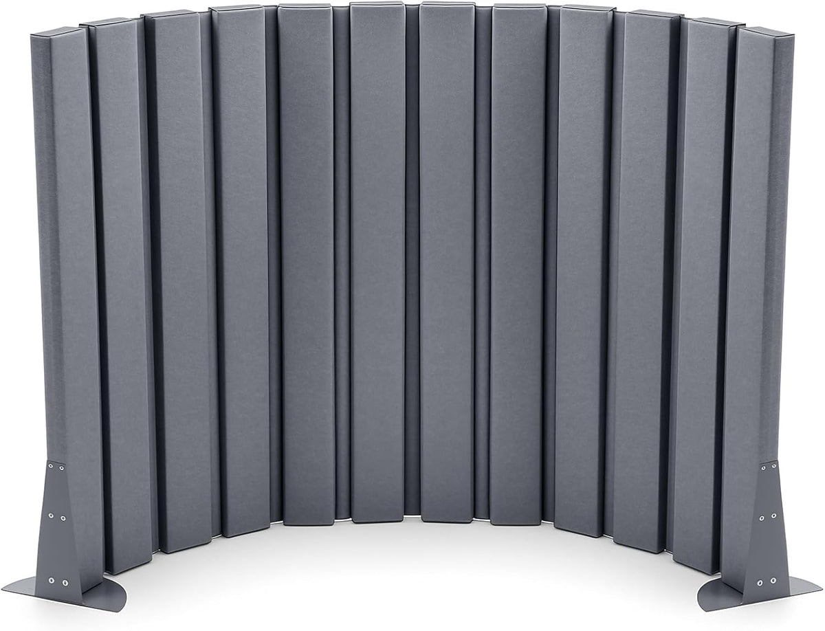 Soundproof Room Divider Panel, Foldable Acoustic Partition Wall with Stand and Straps, Freestanding Privacy Screen for Office Study Bedroom Studio Library, Grey(48" X 6')