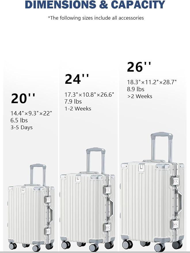 HotWay 20 Inch Aluminum Frame Carry On Luggage