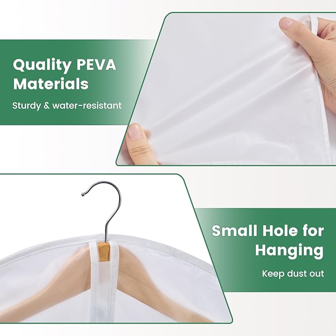10 Pack Translucent Garment Bags