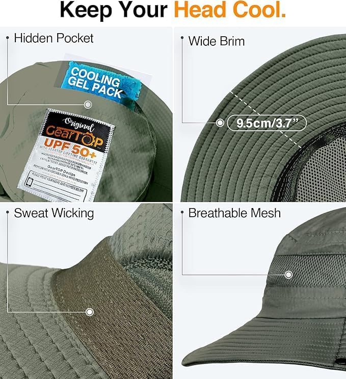 GearTOP Safari Sun Hat for Men and Sun Hats for Women UV Protection UPF 50+