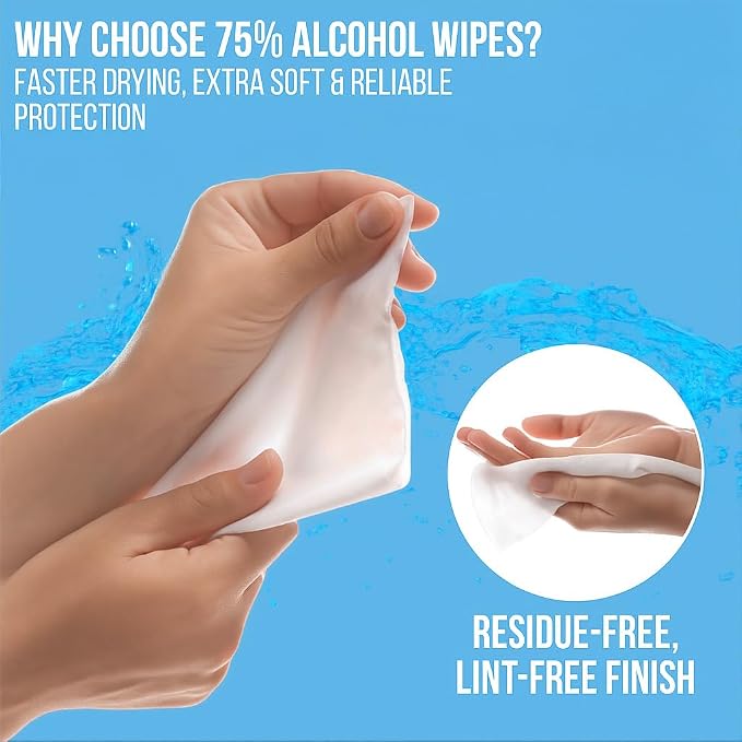 Advanced Large 75% Alcohol Hand Sanitizing Wipes, 4 Packs of 50 -