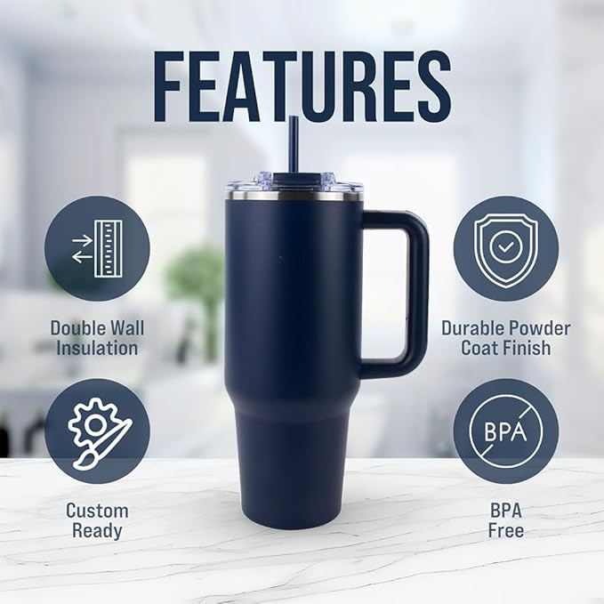 Hogg Big Swig 40 oz Tumbler with Handle and Straw - Morning Blush, 40oz Insulated Stainless Steel, Water Tumbler with Straw, Water Cup with Handle, Versatile Leak Proof Lid