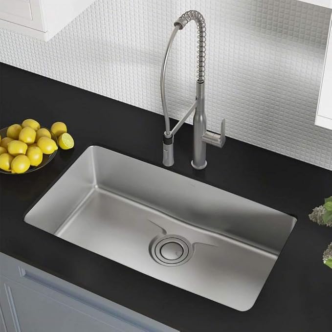 KRAUS Dex 33-inch Undermount 16 Gauge Stainless Steel Single Bowl Kitchen Sink
