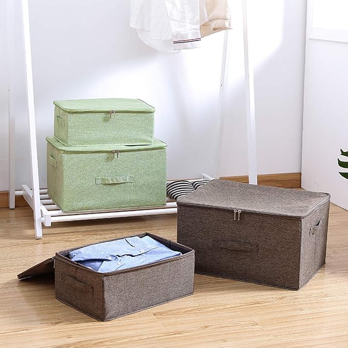 ANMINY Storage Bins with Zipper Lids 51.9 Qt Lidded Fabric Storage Boxes
