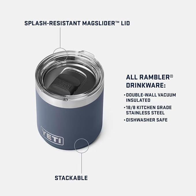YETI Rambler 10 oz Stackable Lowball 2.0, Vacuum Insulated, Stainless Steel with MagSlider Lid, Key Lime