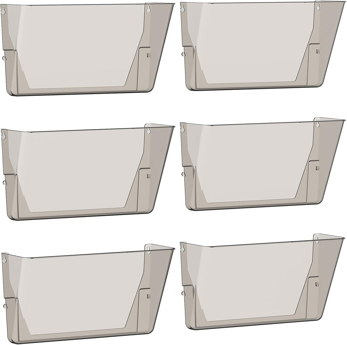 Clear Acrylic Single Pocket, Plastic Hanging Wall Mount File Holder for Office Home (Gray, pack6)