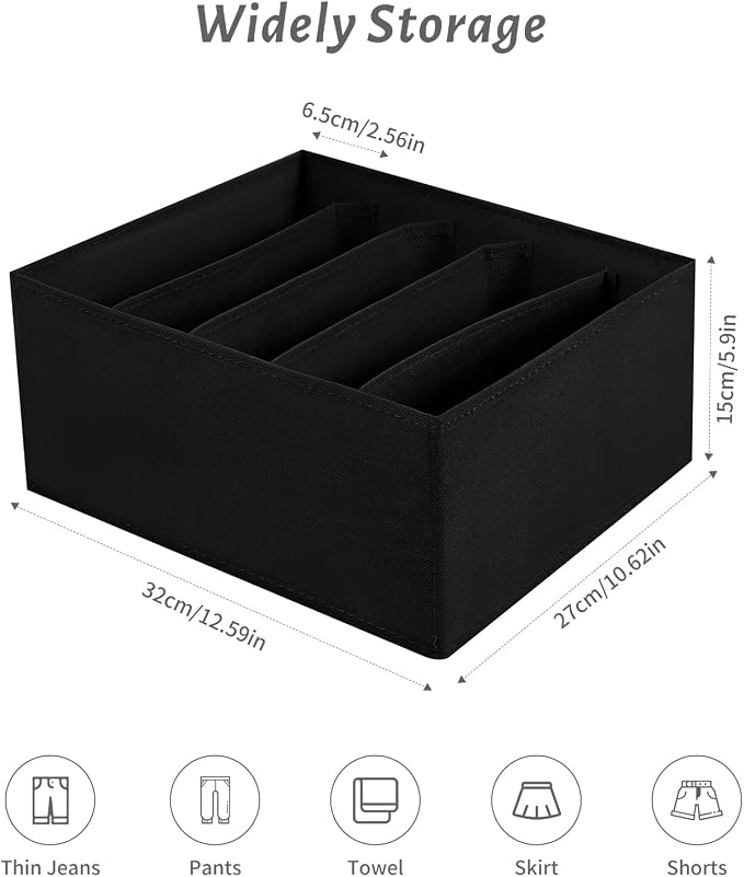 Jeans Drawer Organizers for Clothing, 5 Compartment Wardrobe Storage Box