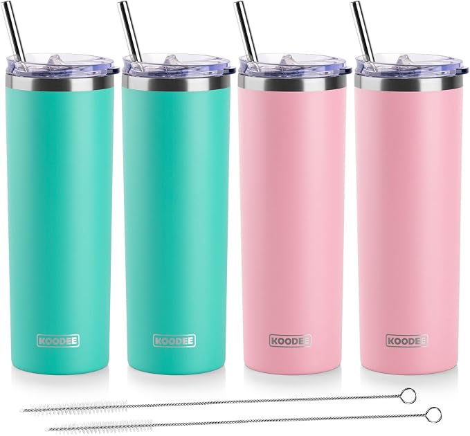 koodee 20 oz Stainless Steel Skinny Tumbler Double Wall Insulated Water Tumbler