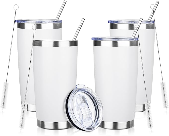 20oz Tumbler with Straw and Brush, Stainless Steel Vacuum Insulated tumbler