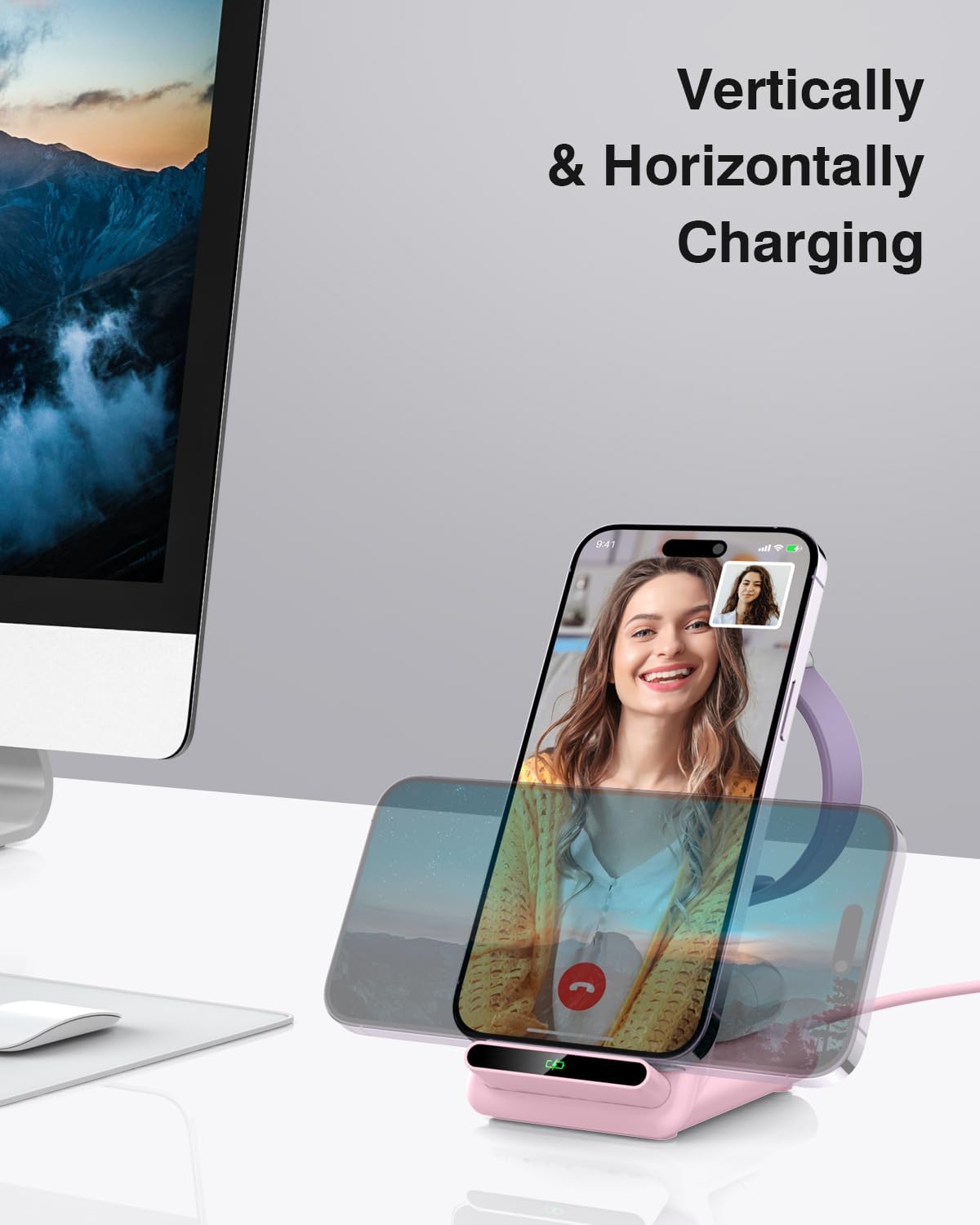 Wireless Charging Station,3 in 1 Charging Stand Made for Apple Watch Ultra 10 9 8 7 6 SE 5 4 3,Fast Wireless Charger Made for iPhone 16/15/14/13/12/11/X,for AirPods Pro(with Adapter) (Pink)