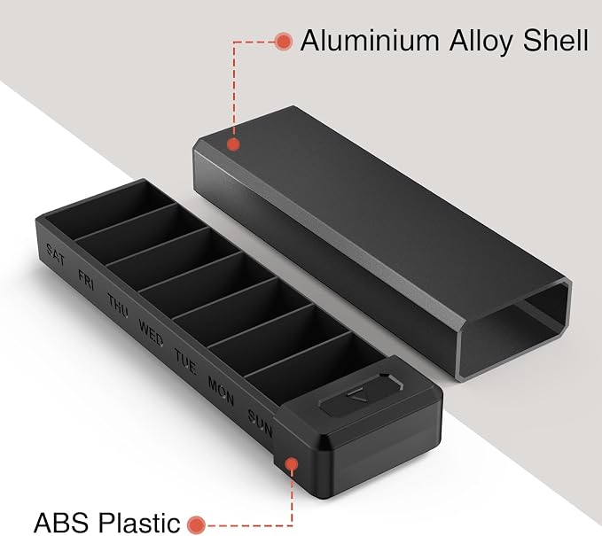 HEIYING Pill Organizer with Aluminum Shell