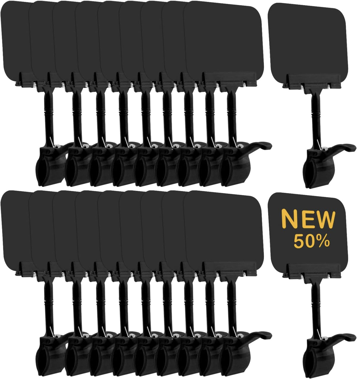 Merchandise Sign Clips Sign Holder Clips,20 Pack Rotatable Holding Clamp Sign Holder Clear Food Signs Clip Holder Swivel Price Signs Clip,Adjustable Clip Sign on Double Head Display Clips for Price Tag Display (Black)