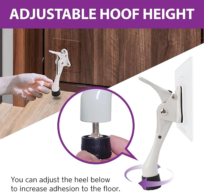 Door Stopper with Adhesive Bracket Stickers, No Drilling or Tools Needed