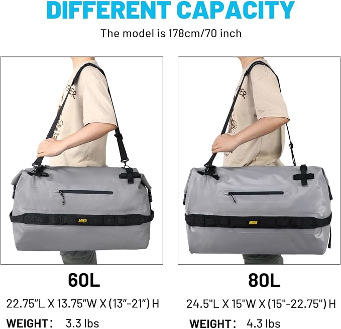 MIER Large Waterproof Duffel Bag Rolltop Dry Backpack Duffle Bags