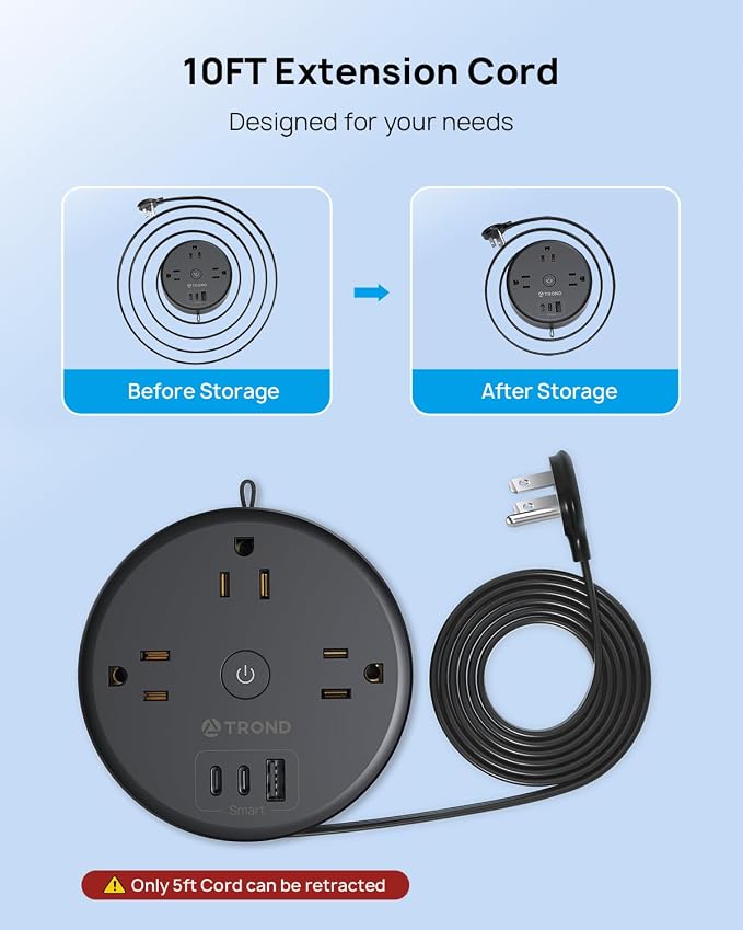 TROND Power Strip Flat Plug