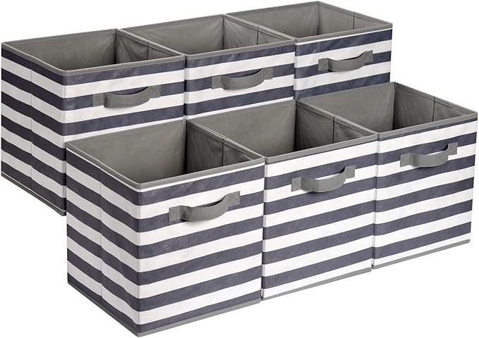 Amazon Basics Cube Organizer Storage Bins Handles, Collapsible Fabric,