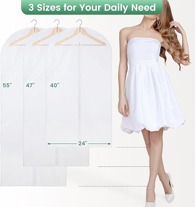 10 Pack Translucent Garment Bags
