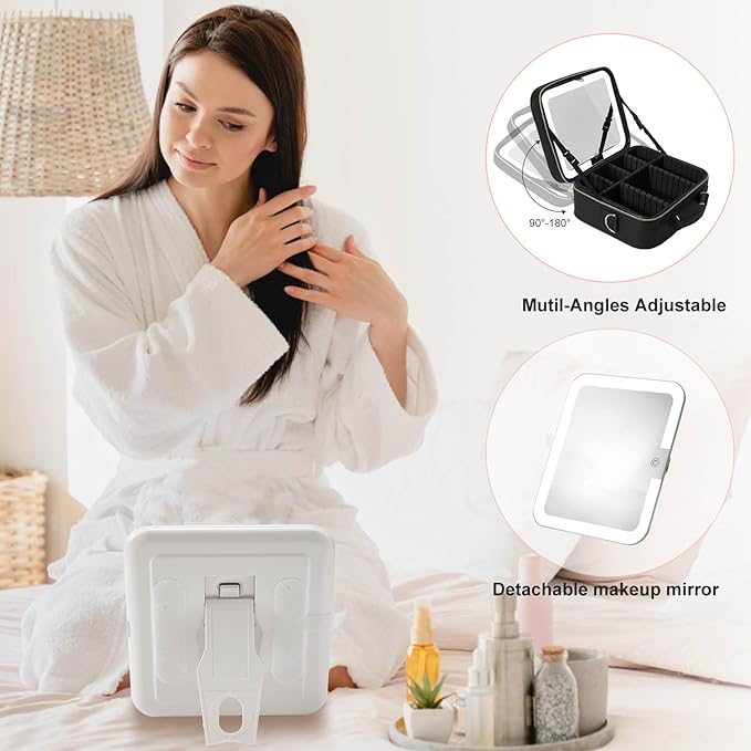 Mocado Travel Makeup Bag with LED Lighted Mirror, Travel Makeup Organizer