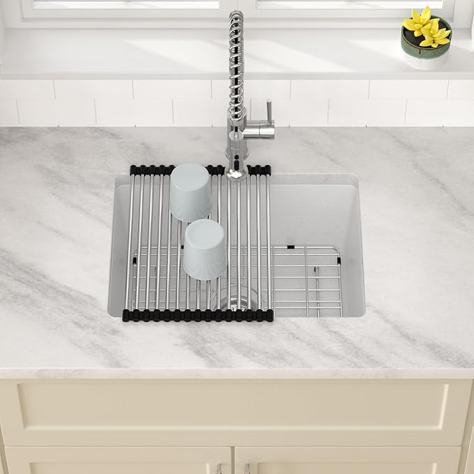 Dcolora 22 Inch Undermount Wet Bar Sink Single Bowl Modern Kitchen Sink White
