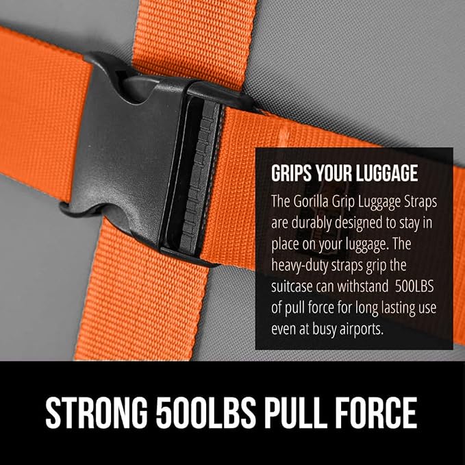 GORILLA GRIP Heavy Duty Adjustable Luggage Straps