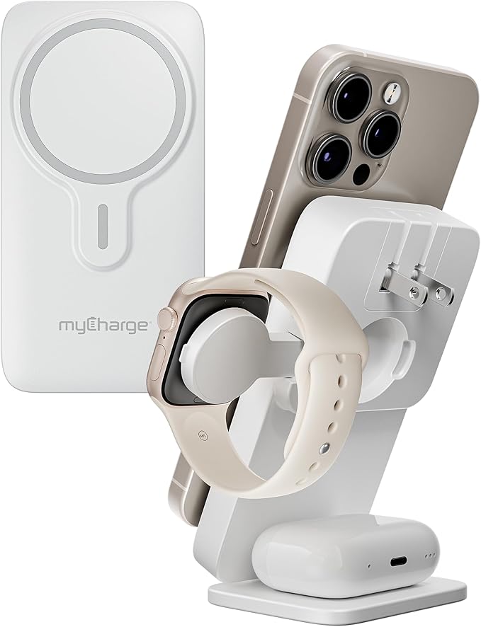 myCharge EcoHub 3 in 1 Apple Charging Station & Magsafe Battery Pack | Wireless