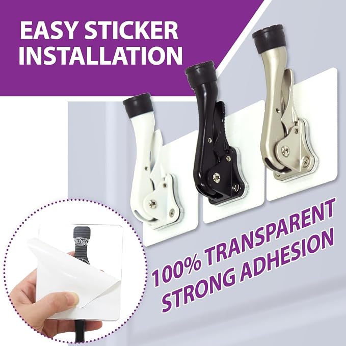 Door Stopper with Adhesive Bracket Stickers, No Drilling or Tools Needed