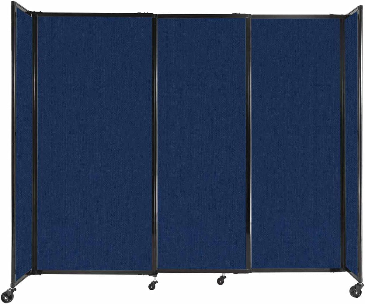 Versare Straightwall Sliding Portable Wall Partition | Freestanding Office Dividers | Locking Wheels | Temporary Room Separator | 7'2'' Wide x 6' Tall Navy Blue Fabric Panels