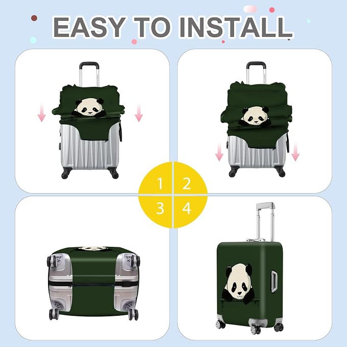 ANNA QUEEN Panda Luggage Cover, Cute Panda Design Suitcase Protector,