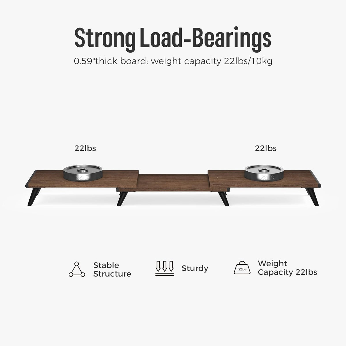 loukin Dual Monitor Stand Riser for Desk, 43.6"*8.2"*3.2" Large Computer Stand for 2 Monitors, Laptop, Printer, Length and Angle Adjustable Computer Shelf, Home Office,Max 43.6" Length(Brown)