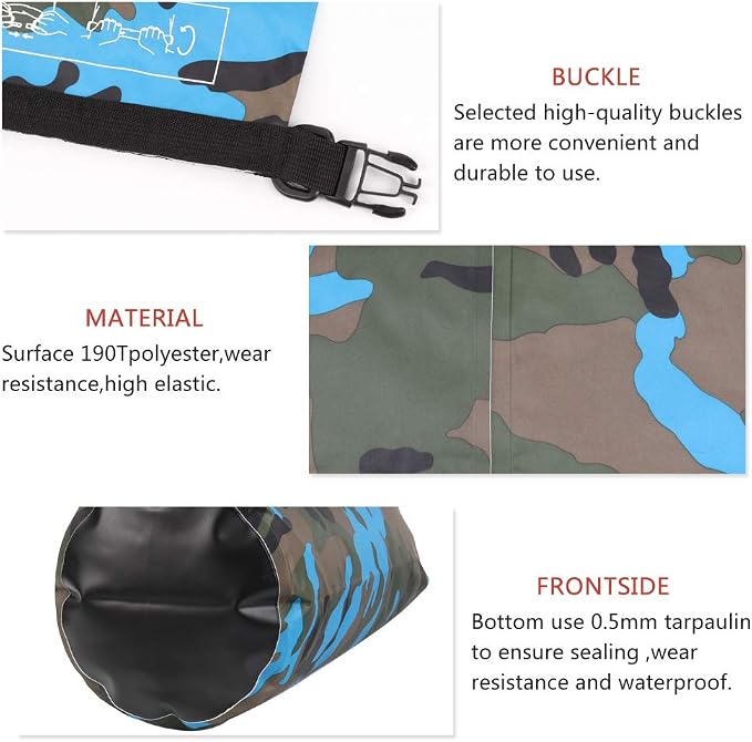 Waterproof Dry Bag 2L/5L/10L/15L/20L/30L, Roll Top Sack Keeps Gear Dry