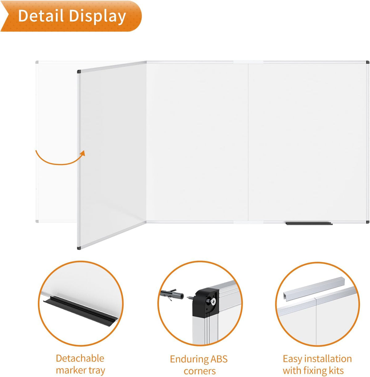 VIZ-PRO Large Magnetic Whiteboard/Foldable Dry Erase Board, 96 X 48 Inches, Wall Mounted White Board for School Office and Home 8' x 4'