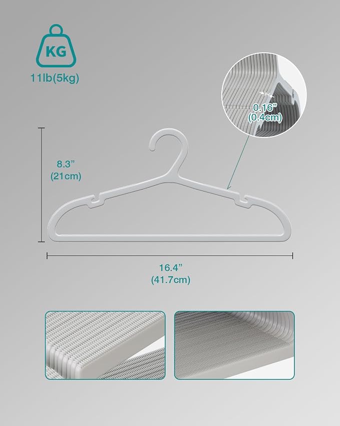 50 Pack Clothes Hangers, Non Slip Plastic Coat Hangers, Space Saving Hangers