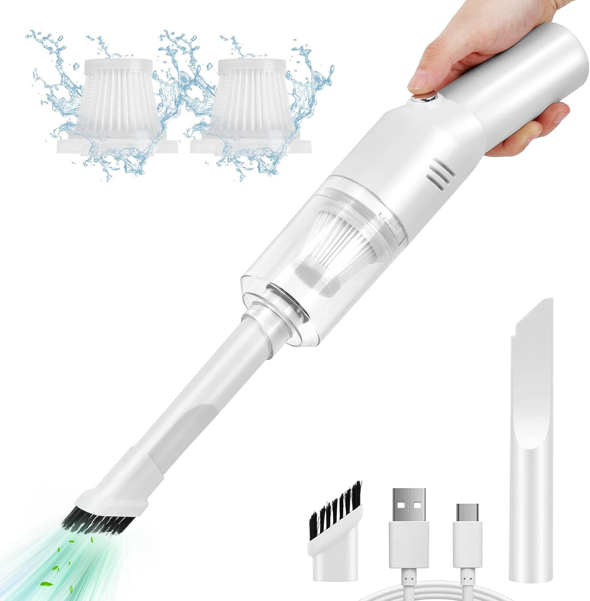 Wireless Mini Car Vacuum Cleaner(400g) Portable Rechargeable,Handheld Vacuums, Mini but Mighty Dust Busters Cordless Rechargeable,Hand Held Vac for Car/Desk V06/white