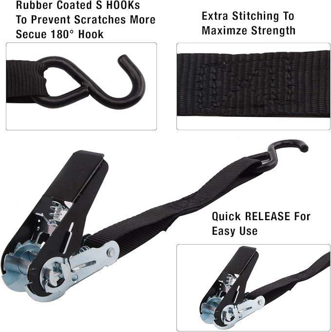 XSTRAP STANDARD Ratchet Tie Down Straps 4 Pk 10 Ft- 300 Lbs Load Cap- 900 Lbs