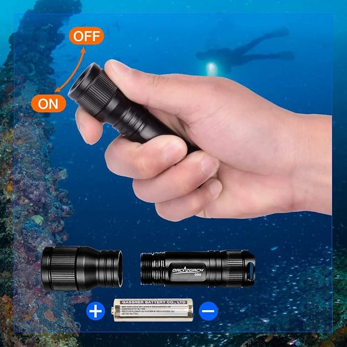 ORCATORCH D560 Mini Scuba Dive Light Headlamp 650 Lumen Mask Diving Flashlight