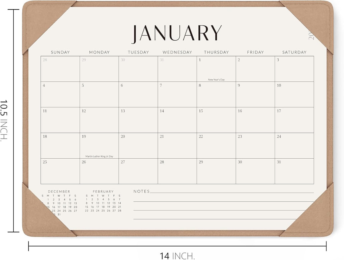 Jotsome Desk Calendar 2025-2026 with Desktop Mat, Desk Pad Calendar From Now to December 2026 14x10.5 inch, Desk Blotter Calendar for Home Office and School, Easy Planning, Apricot