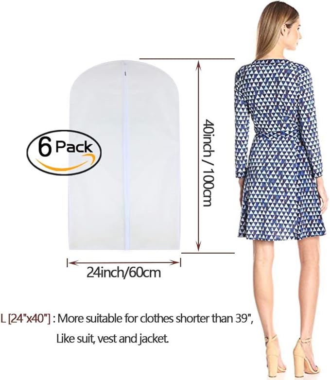 Garment Bags for Hanging Clothes 24'' x 40'' Suit Hanging Garment Bags White