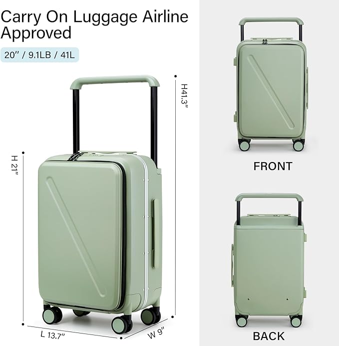 MILADA Wide Handle Carry On Luggage