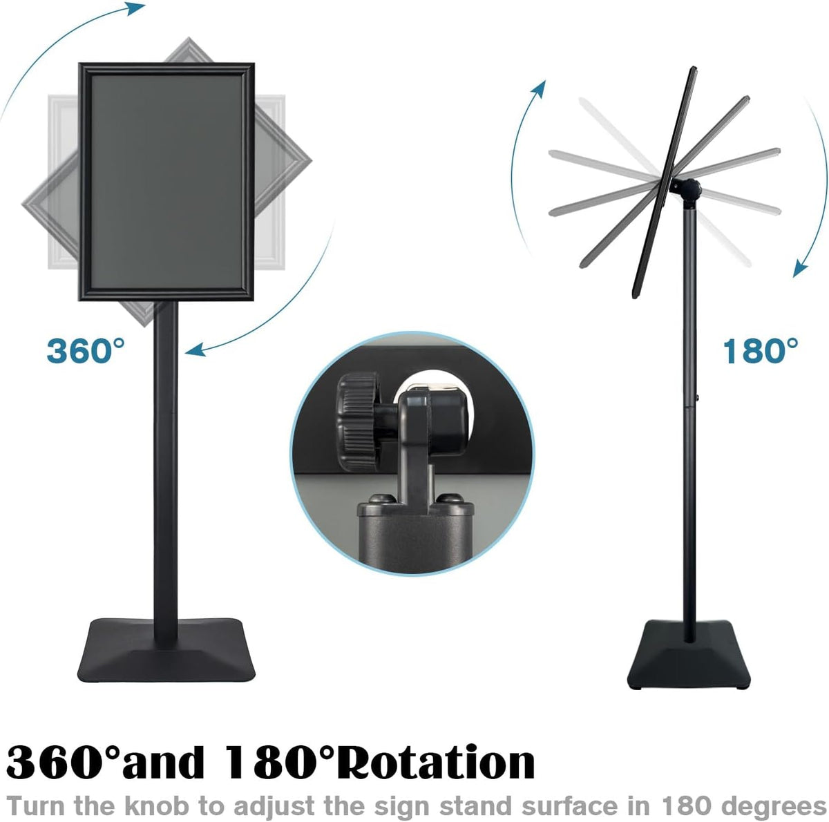 Sign Stand for Display, 11lbs Integrated Rod Heavy Duty Pedestal Floor Signage Stand Holder, for Outdoor or Indoor Advertising (8.5 x 11, Black)