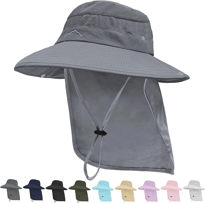 Sun Hats for Men Women, UPF50+ Protection Safari Hat, Wide Brim Fishing Hat
