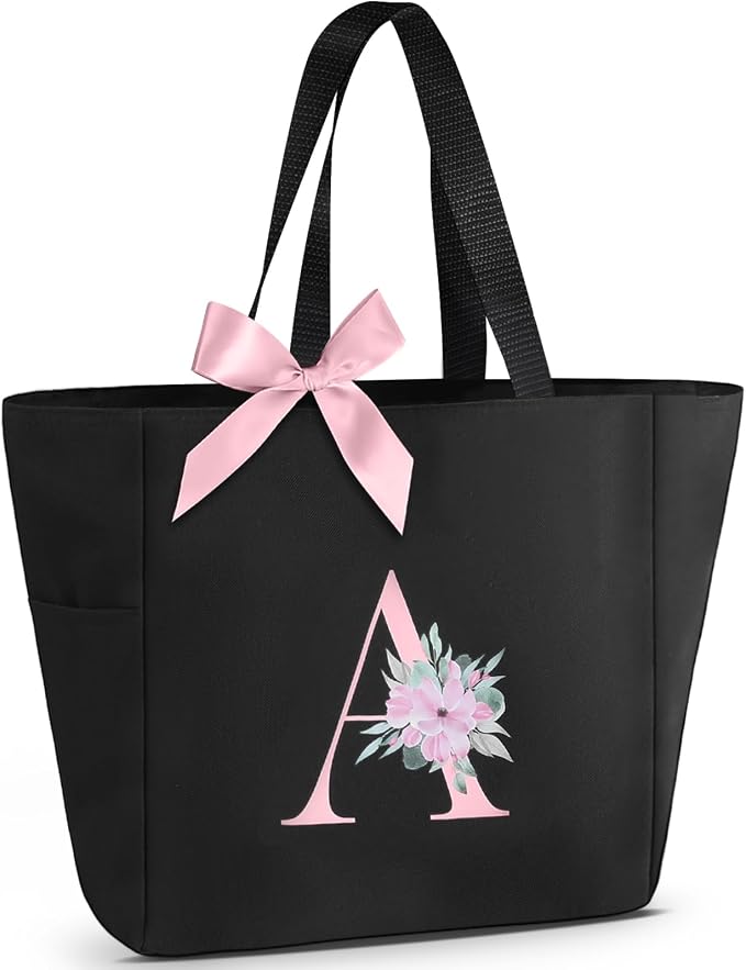 Vavabox Tote Bag, A-Z Initial Monogrammed Waterproof Tote Bag, Bridesmaid Gifts