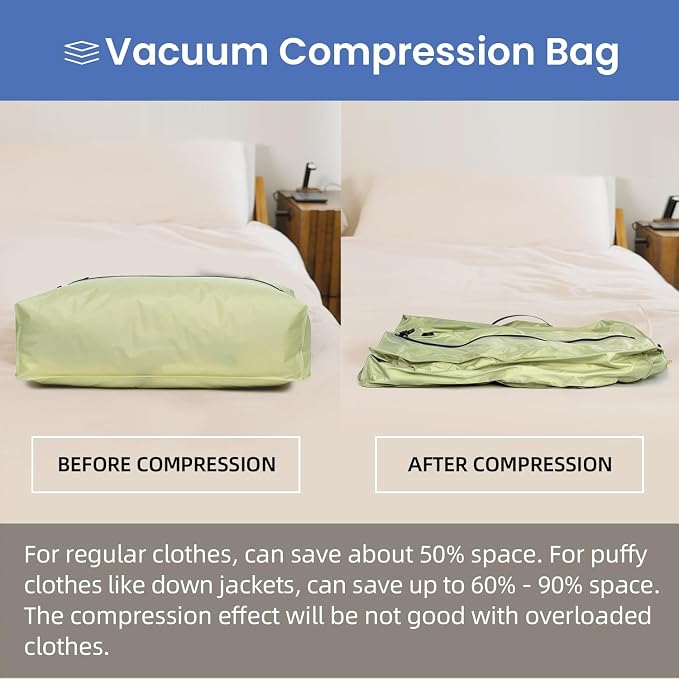 BAGAIL TPU Vacuum Bag for Travel, Reusable Compression Bag