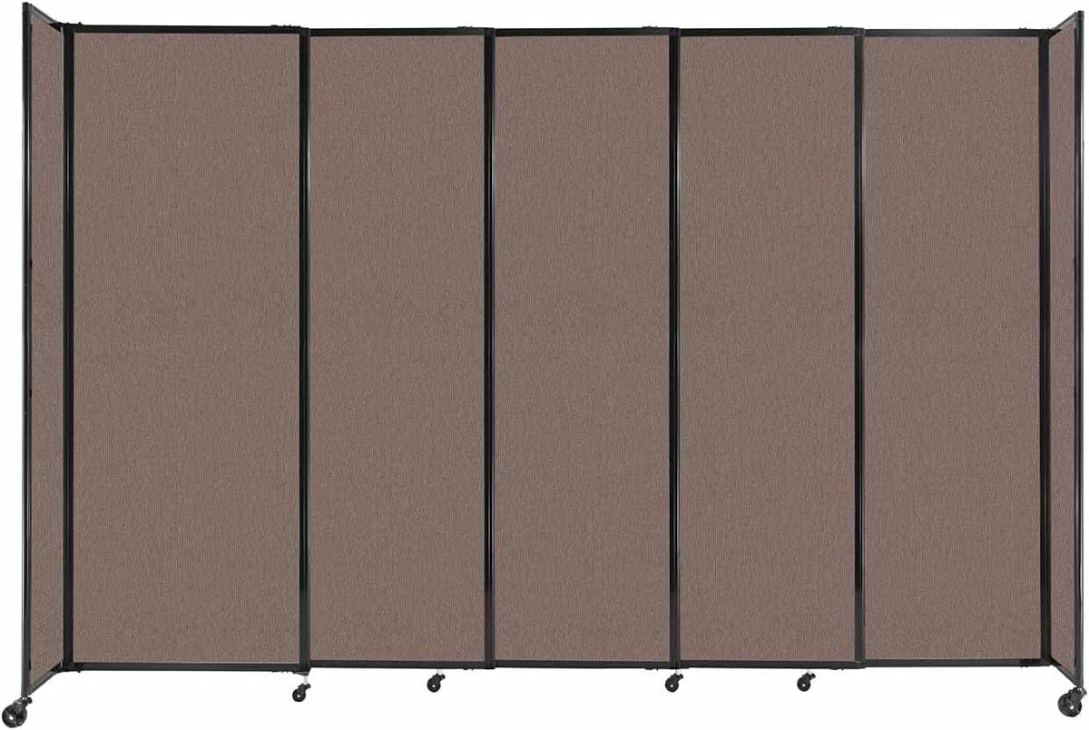 Versare Straightwall Sliding Portable Wall Partition | Freestanding Office Dividers | Locking Wheels | Temporary Room Separator | 11'3'' Wide x 7'6'' Tall Latte Fabric Panels