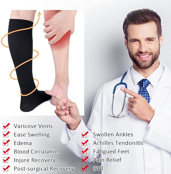 CASMON 2 Pairs Zipper Compression Socks