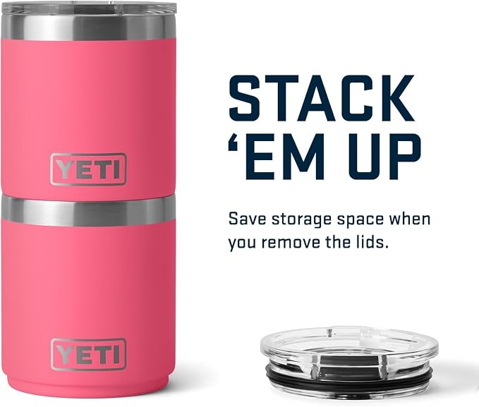 YETI Rambler 10 oz Stackable Lowball 2.0, Vacuum Insulated, Stainless Steel with MagSlider Lid, Tropical Pink