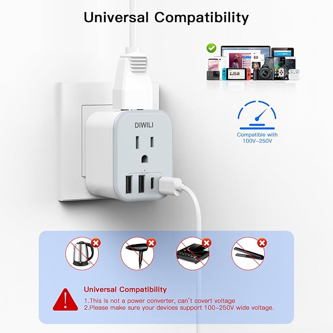 US to India Travel Plug Adapter, Foldable India Power Adapter