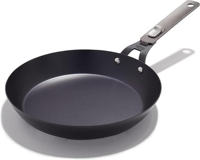 OXO Outdoor Pre-Seasoned Carbon Steel 10" Frying Pan Skillet, Detachable Handle