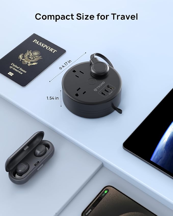TROND Retractable Extension Cord Power Strip