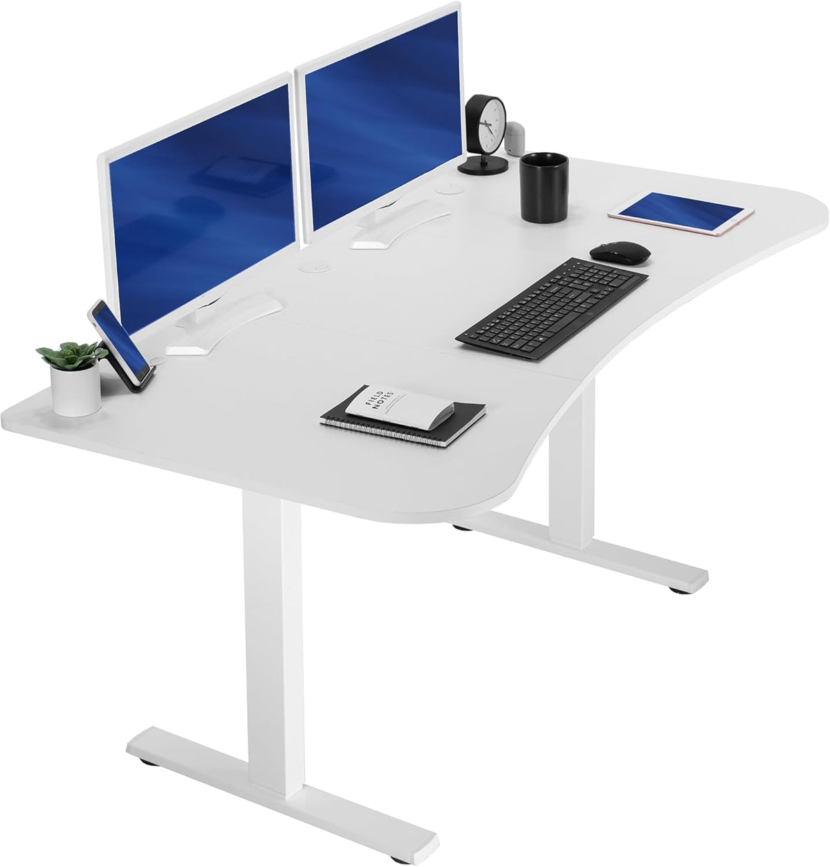 VIVO Electric 63 x 32 in Standing Desk, Memory Height Adjustment, 1B Series, White Top White Frame, DESK-KIT-1W1W