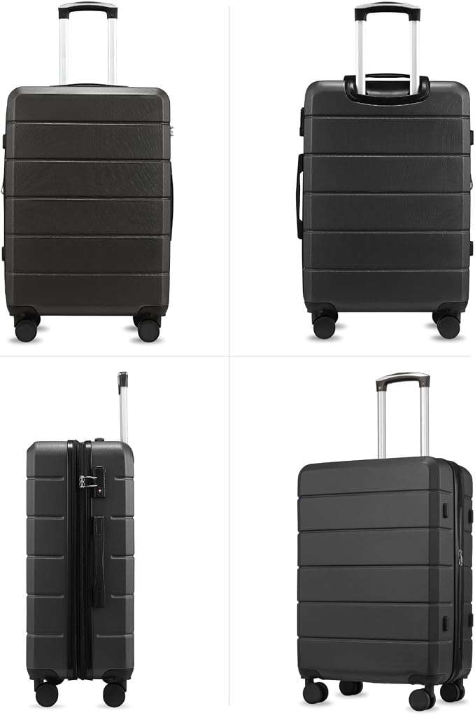 24 Inch Luggage with Spinner Wheels, Expandable Hardside Medium Checked Suitcase